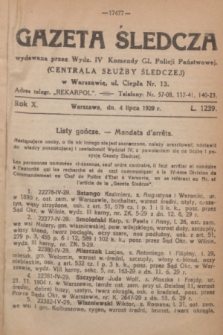 Gazeta Śledcza. R.10, L. 1239 (4 lipca 1929)
