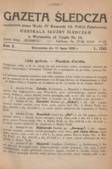 Gazeta Śledcza. R.10, L. 1242 (11 lipca 1929)