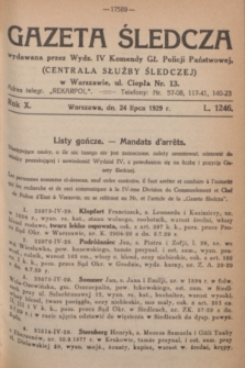 Gazeta Śledcza. R.10, L. 1246 (24 lipca 1929)