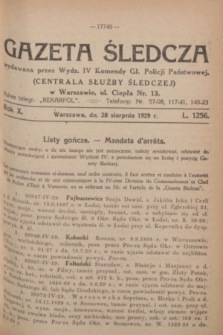 Gazeta Śledcza. R.10, L. 1256 (28 sierpnia 1929)