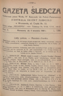 Gazeta Śledcza. R.10, L. 1259 (6 września 1929)