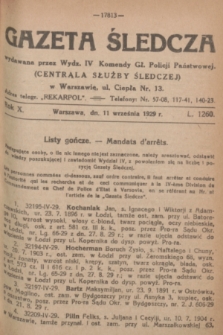 Gazeta Śledcza. R.10, L. 1260 (11 września 1929) + dod.