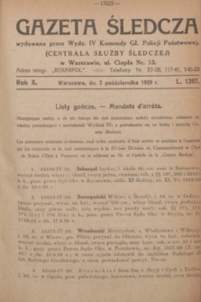 Gazeta Śledcza. R.10, L. 1267 (2 października 1929)