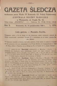 Gazeta Śledcza. R.10, L. 1270 (14 października 1929)
