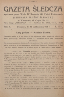 Gazeta Śledcza. R.10, L. 1271 (16 października 1929)