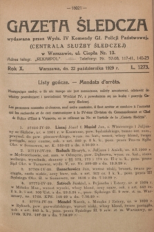 Gazeta Śledcza. R.10, L. 1273 (22 października 1929)