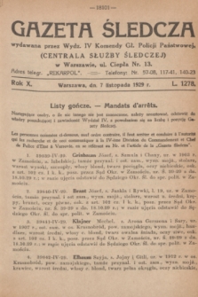 Gazeta Śledcza. R.10, L. 1278 (7 listopada 1929)
