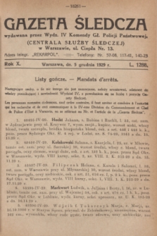 Gazeta Śledcza. R.10, L. 1288 (5 grudnia 1929) + dod.