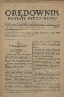 Orędownik Powiatu Bydgoskiego : wychodzi raz tygodniowo i to w środę. R.78, nr 20 (15 maja 1929)