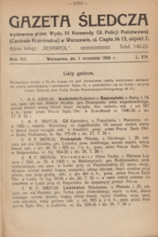 Gazeta Śledcza. R.7, L. 879 (1 września 1926)