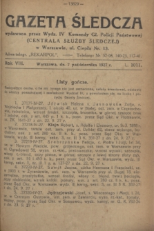 Gazeta Śledcza. R.8, L. 1011 (7 października 1927)