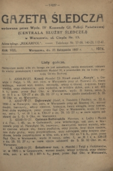 Gazeta Śledcza. R.8, L. 1024 (21 listopada 1927)