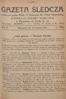 Gazeta Śledcza. R.10, L. 1252 (13 sierpnia 1929)