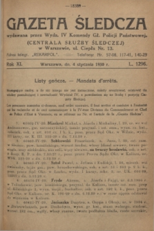 Gazeta Śledcza. R.11, L. 1296 (4 stycznia 1930) + dod.