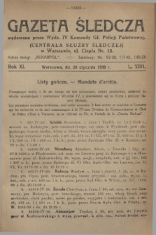 Gazeta Śledcza. R.11, L. 1301 (20 stycznia 1930) + dod.