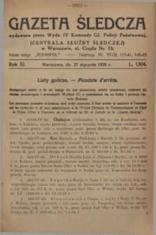 Gazeta Śledcza. R.11, L. 1304 (27 stycznia 1930) + dod.