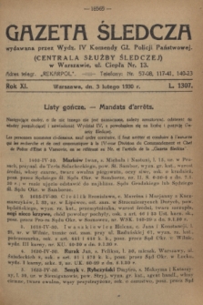Gazeta Śledcza. R.11, L. 1307 (3 lutego 1930)