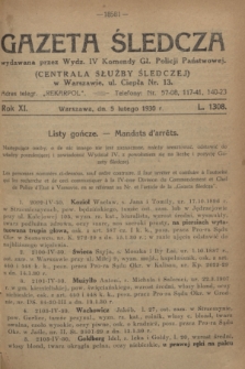 Gazeta Śledcza. R.11, L. 1308 (5 lutego 1930)