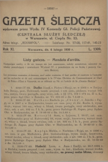 Gazeta Śledcza. R.11, L. 1309 (6 lutego 1930) + dod.