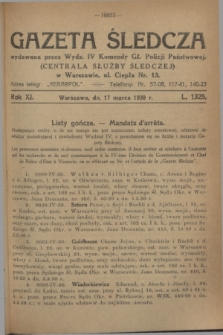 Gazeta Śledcza. R.11, L. 1325 (17 marca 1930) + dod.