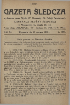 Gazeta Śledcza. R.11, L. 1361 (27 czerwca 1930)