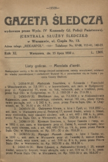 Gazeta Śledcza. R.11, L. 1366 (15 lipca 1930)