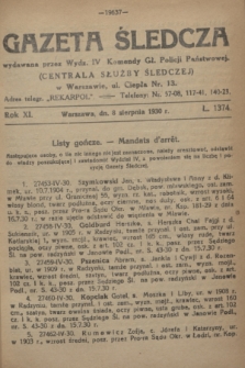 Gazeta Śledcza. R.11, L. 1374 (8 sierpnia 1930)