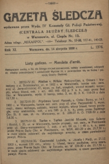 Gazeta Śledcza. R.11, L. 1376 (14 sierpnia 1930)