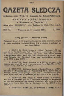 Gazeta Śledcza. R.11, L. 1385 (11 września 1930)