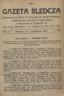 Gazeta Śledcza. R.11, L. 1394 (2 października 1930)