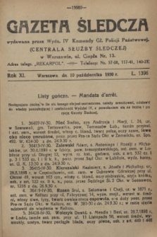 Gazeta Śledcza. R.11, L. 1396 (10 października 1930)