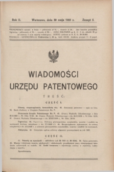 Wiadomości Urzędu Patentowego. R.2, z. 5 (30 maja 1925)