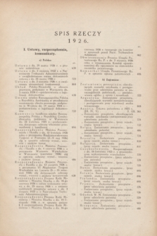 Wiadomości Urzędu Patentowego. R.3, Spis rzeczy (1926)