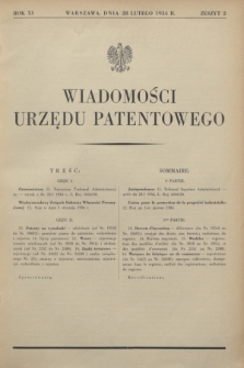 Wiadomości Urzędu Patentowego. R.11, z. 2 (28 lutego 1934)