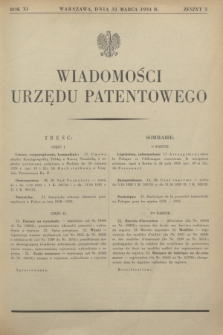 Wiadomości Urzędu Patentowego. R.11, z. 3 (31 marca 1934)