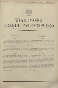 Wiadomości Urzędu Patentowego. R.11, z. 7/8 (31 sierpnia 1934)
