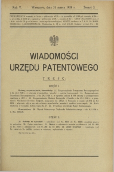 Wiadomości Urzędu Patentowego. R.5, z. 3 (31 marca 1928)