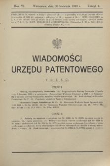 Wiadomości Urzędu Patentowego. R.6, z. 4 (30 kwietnia 1929)