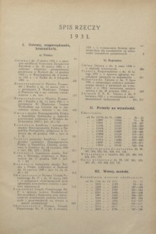 Wiadomości Urzędu Patentowego. R.8, Spis rzeczy (1931)