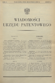 Wiadomości Urzędu Patentowego. R.10, z. 2 (28 lutego 1933)