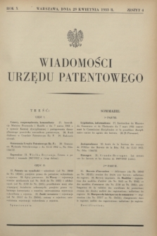 Wiadomości Urzędu Patentowego. R.10, z. 4 (29 kwietnia 1933)