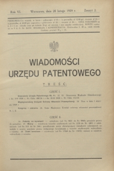 Wiadomości Urzędu Patentowego. R.6, z. 2 (28 lutego 1929)
