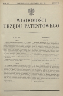 Wiadomości Urzędu Patentowego. R.14, z. 3 (31 marca 1937)
