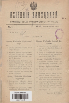 Dziennik Zarządzeń Dyrekcji Kolei Państwowych w Wilnie. 1927, nr 1 (17 stycznia)