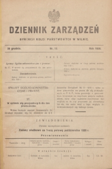 Dziennik Zarządzeń Dyrekcji Kolei Państwowych w Wilnie. 1928, nr 12 (29 grudnia)