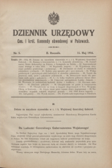 Dziennik Urzędowy Ces. i król. Komendy obwodowej w Puławach. R.2, nr 5 (15 maja 1916)