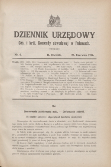 Dziennik Urzędowy Ces. i król. Komendy obwodowej w Puławach. R.2, nr 6 (25 czerwca 1916)