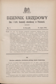 Dziennik Urzędowy Ces. i król. Komendy obwodowej w Puławach. R.2, nr 7 (25 lipca 1916)