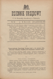 Dziennik Urzędowy C. i k. Komendy obwodowej w Puławach. R.2, nr 10 (25 października 1916)