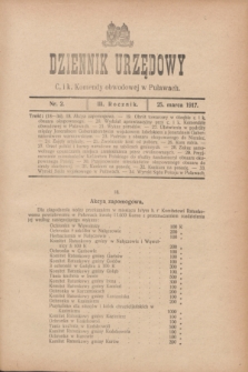 Dziennik Urzędowy C. i k. Komendy obwodowej w Puławach. R.3, nr 2 (25 marca 1917)